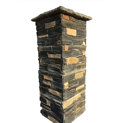 Stone Column Slate Black&Rusty